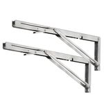 2 Pcs Folding Shelf Brackets Heavy Duty, 16 Inch Triangle Wall Brackets for Shelves, 90 Degree Right Angle Stainless Steel Floating Shelf Support Brackets, for Countertop DIY, Max Load 220LBS