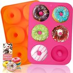 MoldBerry Silicone Multicolor 6 Cavity Donut Baking Pan, Non Stick Mould for Perfect Shaped Donuts, Muffin, Cake, Biscuit, Bagels - Pack of 1