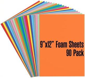 Houseables Foam Sheets for Crafts, EVA Foam, EVA Craft Sheets, Foamy Paper Board, for Art, Cosplay, Costume, Crafting, Kids Project, Scrapbook, Padding, Plain, Multicolor, 6mm, 90 Pack, 9x12 Inch