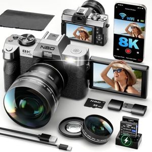 NBD 8K Digital Cameras for Photography with Dual-Lens 16X Zoom