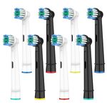 Iteryn Pack of 8 Replacement Toothbrush Heads Compatible with Oral B Electric Toothbrushes, for Pro 1000, Pro 500, Pro 300, Pro 100, Genius X, Vitality, Toothbrush Heads by Iteryn, Black/White