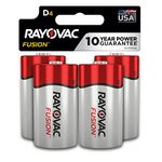 Rayovac Fusion D Batteries (4 Pack), Alkaline D Cell Batteries