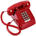 Retro Style Landline Telephone, Old Fashioned Corded Phone,Classic 2500 Analog Desk Phone, Popular from 1980s (Red)