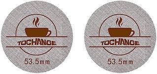 TOCHANGE 2 Pcs Puck Screen 53.5mm, Espresso Puck Screen for 53.5mm Portafilter, Resuable 1.7mm Thickness 150μm, 316L Stainless Steel, Coffee Filter Screen Mesh for Breville Espresso Machine