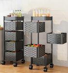 CHESTON Multipurpose 4 Layer Kitchen Trolley | Portable Carbon Steel Kitchen Storage Rack | Detachable Square Baskets | Weather Resistant Kitchen Organiser for Fruits Vegetables Utensils (Square)