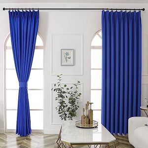 RAIN CITY Royal Blue Light Blocking Thermal Insulated Windows Drapes Pinch Pleat Curtain 84 Inch Long for Hotel Outdoor Energy Saving 52 X 84 One Panel Easy Hanging Via Hooks