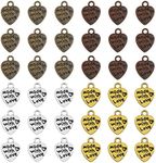 VGOL 200PCS Heart Shape Pendants Made with Love Vintage Charms for DIY Keychain Necklace Pendants Bracelets Earrings Jewelry Findings Making Accessory 4 Colours