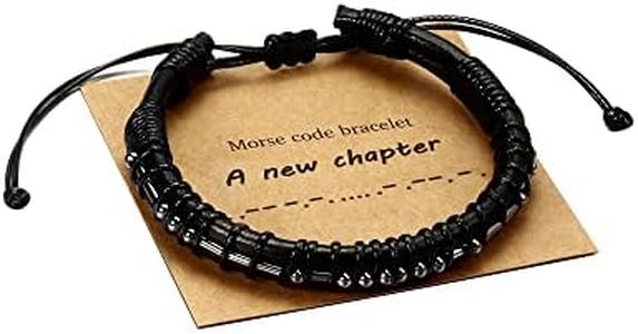 Vrsilver Mens Bracelet Gifts for Him, Leather Bracelets for Men A New Chapter Morse Code Bracelets Inspirational Gifts Graduation Retirement Gifts Motivational Gifts for Friends Grandpa Brother