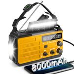 RunningSnail 8000mAh NOAA Emergency Weather Radio, Portable Power Bank with Solar Charging, Hand Crank & Battery Operated, SOS Alarm, AM/FM & LED Flashlight for Outdoor Emergency