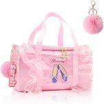 Personalized Dance Ballet Bag for Girls, Customized Cute Tote Bag Dance Bag with Name Tag and Decorate, Custom Toddler Dance Bag Gymnastics Bag Yoga Bag Duffle Bag, Gifts for Christmas Ballerina Kids