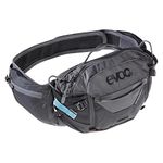 EVOC, Hip Pack Pro 3 Hydration Waist Pack - Hydro Pack for Biking, Hiking, Climbing, Running, Exercising - Holds 1.5L Bladder and 2 Water Bottles (not Included) Black/Carbon Grey