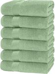 Canadian Linen Luxury Everest Hand Towels 16”x28” 6 Pack, Soft Absorbent Terry Cotton, Lightweight Quick Dry Fingertip Towel Set for Home, Bathroom, Hotel, Spa, Salon, Gym, Pool Sage Green