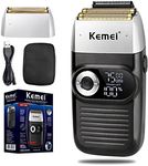 KEMEI Foil Shaver Barber for Men,Electric Razor Rechargeable with Beard Trimmer,Cordless Lithium Titanium Foil Shavers with Travel Case…