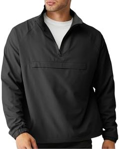 Aulemen Men's Casual Quarter Zip Pullover-Athletic Lightweight Jackets Hiking Golf for Men Mock Neck with Pockets Black M