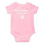 Witty Fashions Newest Member of The Pack - Funny Anouncement Gift - Baby Shower - Infant Baby Bodysuit (Pink, 6 Months)