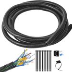 1/2 Inch Wire Loom Split Tubing - 30 ft Cord Protector Electric Wires Covers, Automotive Wire Flexible Conduit, Plastic Wire Cover with Cable Zip Tie (1/2"-30ft)