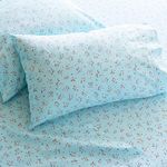 MARTHA STEWART Non-GMO Organic Cotton Sheets Set | Flat Sheet - Fitted Sheet - Pillowcases | Bedding | College Dorm Room Essential | Deep Pocket | Floral