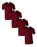 Pack of 4 Premium Crew Neck T-Shirt Plain Regular Fit Short Sleeve 100% Cotton 180gsm L Maroon