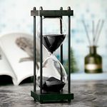 Hourglass Timer 60 Minute, Black Wooden Frame Decorative Sand Timer (Black Sand, Large Size)