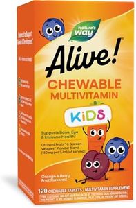 Nature's Way Alive! Children's Daily Chewable Multivitamin, Supports Bone, Eye, and Immune Health*, Orange & Berry Fruit Flavored, Gluten Free, 120 Chewable Tablets (Packaging May Vary)