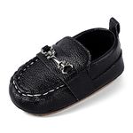 MASOCIO Baby Shoes Boys Moccasin Toddler Boy Soft Sole 12 18 Wedding First Walking Pram Crib Shoes Infant Size 4 UK Child Black 15-18 Months