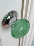 Beautiful Pair of Large Green/Mint Contemporary/Retro Round Smooth Bubble Glass Chrome Mortice Door Knobs/Handles