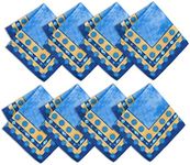 Home Bargains Plus Blue Sun Square Fabric Napkins, Set of 8 Napkins, Wrinkle, Water and Stain Resistant Mediterranean Napkins, Sea Shells and Seahorses