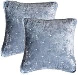 Tache Velveteen Throw Pillow Cover Light Powder Blue Velvety Dreams Luxury Solid Super Soft Plush Diamond Tufted Cushion Covers 2 Piece Set, 18 x 18