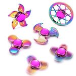 SCIONE 6 Pack Metal Fidget Spinners Set – Sensory Toys for Anxiety Relief, Rainbow Fidget Spinners for Kids & Adults, Durable Alloy Fidget Toy with Ultra-Smooth Bearings for 3-5 Min Spin, Stress Relie