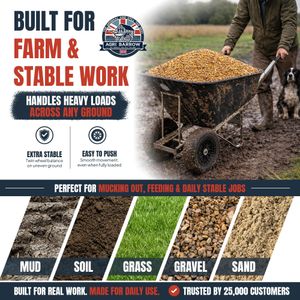 Agri Barrow 200L Plastic Wheelbarrow – Puncture Proof Twin Tyres, Green