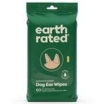 Earth Rated Pet Ear Wipes, Hypoallergenic Ear Wipes for Dogs & Cats to Remove Dirt and Wax Build up, Oatmeal Scent, 60 Count