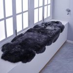 Fluffy Shaggy Fur Genuine Sheepskin Area Rug, Soft Fur Pray Throw Pup Irregular Carpet, Chair Sofa Seat Cover, Bedroom, Living Room, Mat, Double Pelt Steel