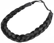 DIGUAN Synthetic Hair Braided Headband Classic Chunky Wide Plaited Braids Elastic Stretch Hairpiece Women Girl Beauty accessory, 55g aHairBeauty (Natural Black)