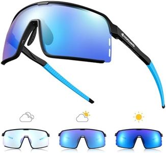 Odoland Photochromic Sports Sunglasses for Men Women Adult UV400 Anti Glare Running Sunglasses for Cycling Riding Run Driving Fishing Indoor and Outdoor Blue