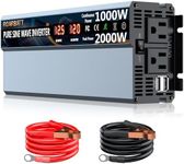 ROARBATT Power Inverters Pure Sine Wave 1000 Watt 12V DC to 110V/120V AC Converter 2 AC Outlets Car Inverter with 3.4A USB Port Cooling Fans and LCD Display
