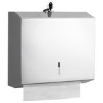 NICEME Stainless Steel Paper Towel Dispenser, Lockable, Wall Mounted Tissue Box, for Folded Towels for 250 to 400 Paper Towels