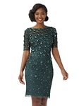 Adrianna Papell Women's Beaded Cocktail Dress, Dusty Emerald, 12