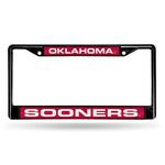 NCAA Rico Industries Laser Cut Inlaid Standard Chrome License Plate Frame, Oklahoma Sooners