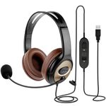 Over Ear USB-A Headset with Microphone for PC Laptop for Dragon Dictation Telework, Wired Noise Canceling USB Headphones for Office Work Skype Teams Zoom 3CX Webex Zoiper Conference Calls