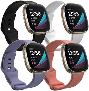 4 Pack Silicone Bands Compatible With Fitbit Versa 3 / Fitbit Sense/Fitbit Versa 4 / Fitbit Sense2 for Women Men, Soft Sports Wristbands Replacement Straps for Versa 3 Bands Men Women