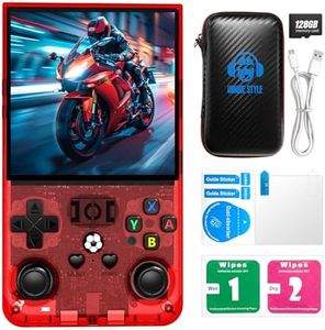 R36MAX Retro Handheld Game Console, 4.0-Inch IPS Display, 720x720 Resolution, Portable Linux System, 128GB Support 22000+ Classic Games, R36MAX Retro Gaming Console with Portable Case（Red）