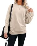 INFITTY Sweatshirt for Women Crew Neck Long Sleeve Tshirt Casual Loose Solid Color Mom Sweater Apricot XL