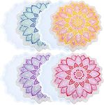 URBAN BOX Mandala Coaster Resin Molds for Drinks Silicone Flower Coaster Epoxy Resin Casting DIY Shiny Resin Crafts Set Cups Mats Tray Candle Holder Home Decor Tabletop Ornament Gift (Pack of 4)