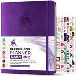 Clever Fox Planner Daily PRO - Daily Life Planner and Gratitude Journal to Increase Productivity, Time Management and Hit Your Goals, Undated, A4 Size - 21.5x28cm, Lasts 3 Months (Purple)