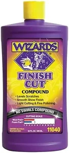 Wizards Finish Cut Compound - Levels Scratches and Brightens Dull Finishes with Smooth Show Finish - Non-Greasy and Water Based with Easy Clean-Up - Marine Compound and Finishing Material - 32 oz