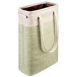 i BKGOO Laundry Basket with Handles Beig&Green-Slim Laundry Bin Collapsible Dirty Clothes Basket Narrow Laundry Bag Foldable Dirty Hamper for Camping, Dorms, Apartments