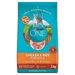 Purina ONE Dry Cat Food, Chicken & Rice Formula - 3 kg Bag