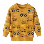 Little Hand Toddler Boys Sweatshirt Boys Digger Jumpers Long Sleeve Pullover Little Boys Kids Tops Shirts Age 2-3 Years