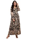 DRAPE AND DAZZLE Printed Smocked Maxi Tier Dress With Sleeves | Squar Neck Dress | Latest Stylish Dress For Women | Black_Dd-076-Black Multi-S