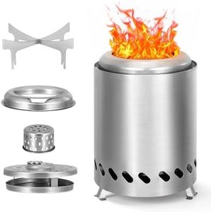 Portable Tabletop Fire Pit, Smokeless Firepit Camping Outdoor Table Top Firepit for Camping Outdoor Patio with Portable Travel Bag, Fueled by Pellets or Wood, Stainless Steel (01)